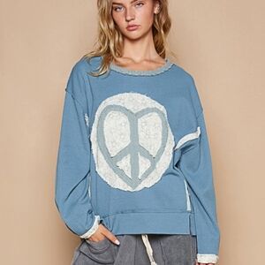 POL Blue Peace Sign Sweater